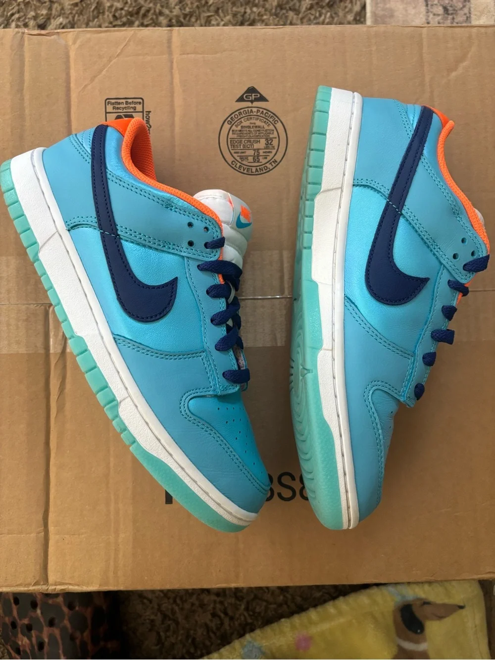 Nike Dunk Low SE Aqua Blue with Navy and Orange